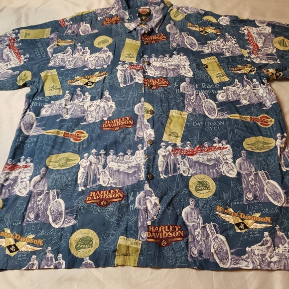 Harley Davidson Motorcycle Hawaiian Shirt - Picture 2 of 9